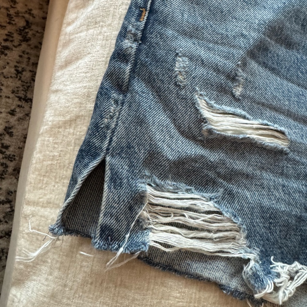 Agolde Blue Distressed Jean Shorts - Picture 5 of 5